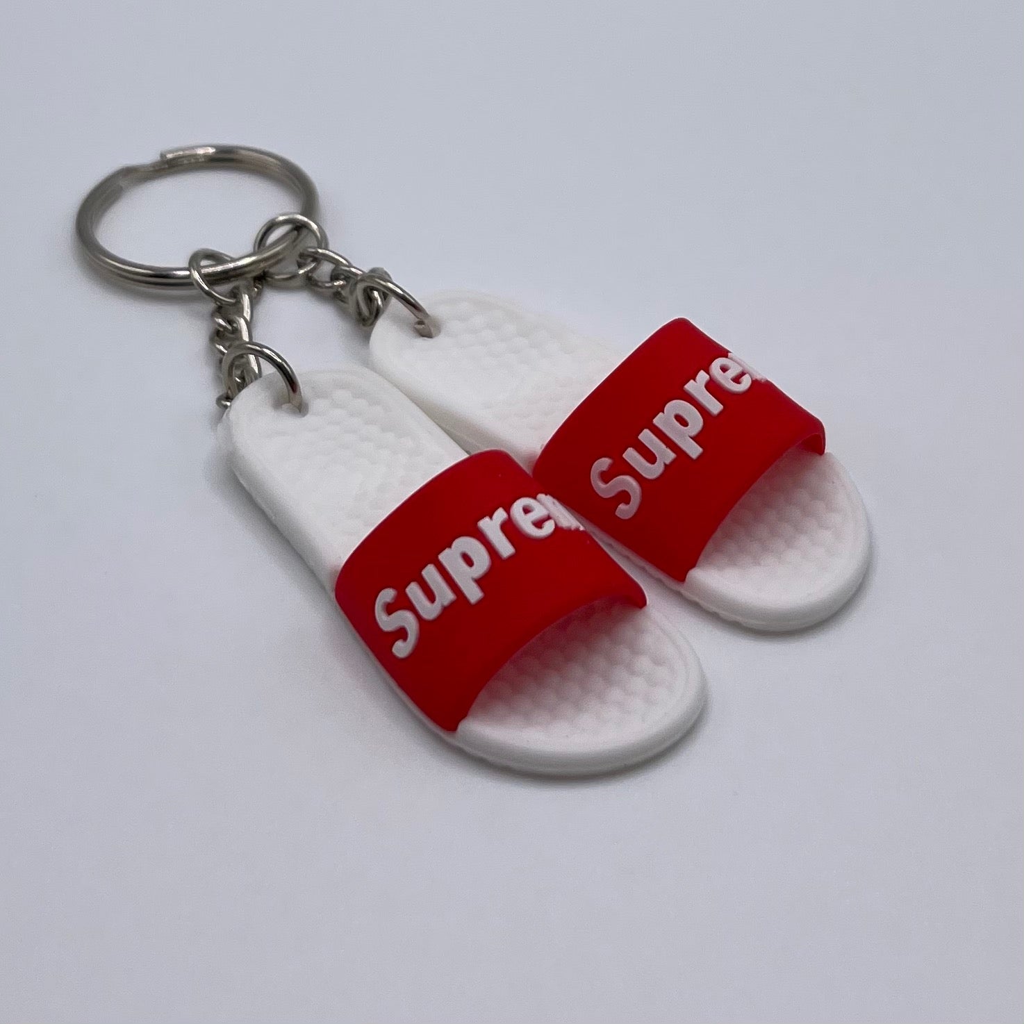 Inspired White Supreme Slides Keychain
